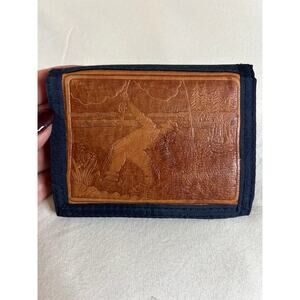 Vintage John Weitz Tooled Leather Wallet – Outdoorsman Scene Original Inserts